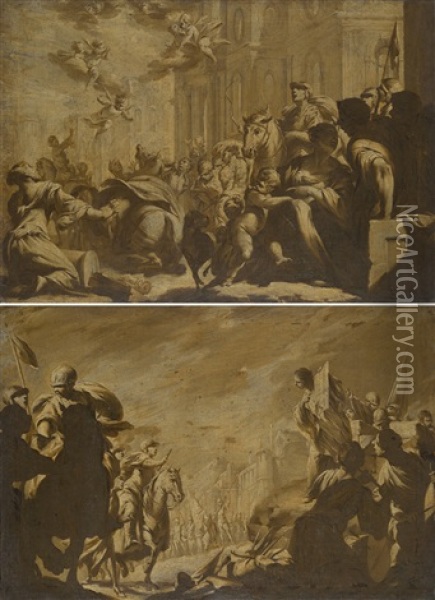 Il Miracolo Di Valenza; Il Miracolo Di Torino (pair) Oil Painting - Giovanni Battista Lucini