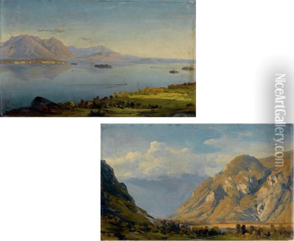 Il Lago Maggiore Dai Monti Sopra Baveno Oil Painting - D'Azeglio Massimo