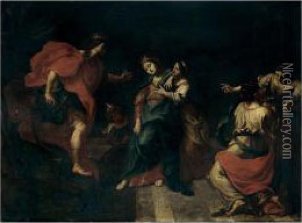 Esther And Ahasuereus Oil Painting - Giovanni Gioseffo da Sole