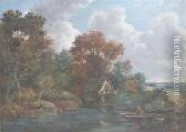 Watermill Near Flatford Oil Painting - John Constable