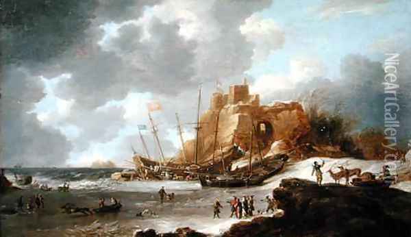 Norwegian coastal scene Oil Painting - Jan Peeters