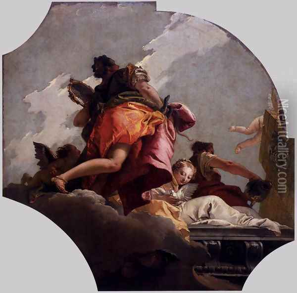 Prudence, Sincerity, and Temperance 2 Oil Painting - Giovanni Battista Tiepolo