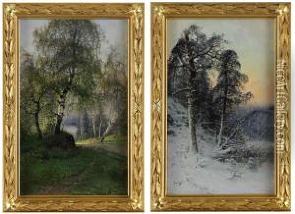 Arstiderna - Vinter Och Sommar Oil Painting - Johan Kindborg