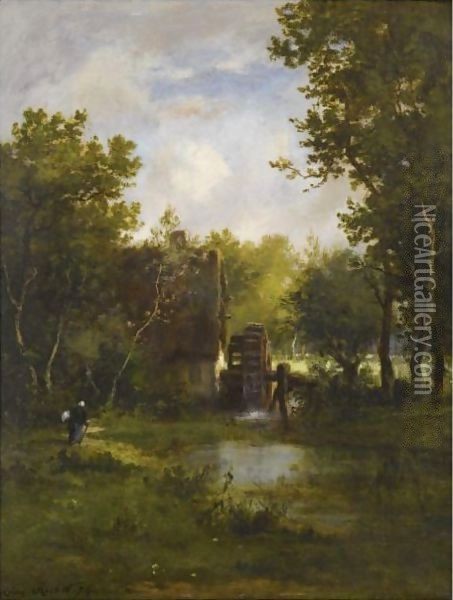 Le Moulin A Eau Oil Painting - Leon Richet