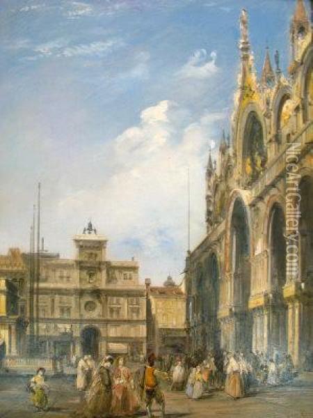 The Entrance To The Cathedral Of San Marco Oil Painting - Edward Pritchett
