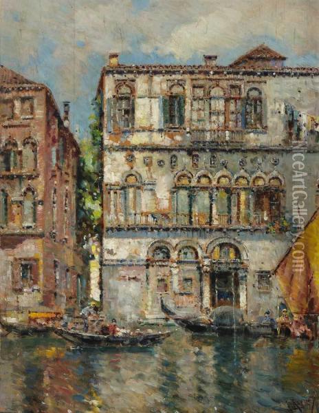Venezianische Ansichten. Oil Painting - Antonio Reyna Manescau