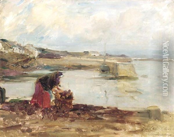 Picking Turf At Roundstone Oil Painting - Walter Frederick Osborne