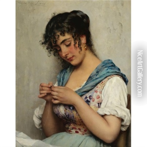 A Venetian Beauty Oil Painting - Eugen von Blaas