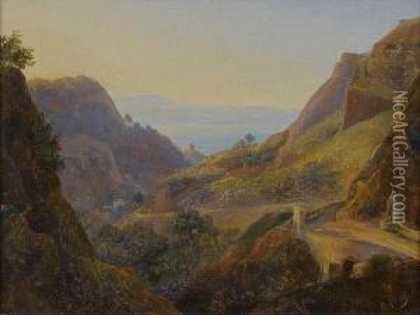 Vue De La Vallee Dei Mulieri A Amalfi Oil Painting - Louise-Josephine Sarazin de Belmont