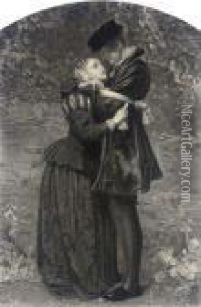 The Huguenot, By Thomas Oldham Barlow Oil Painting - Sir John Everett Millais