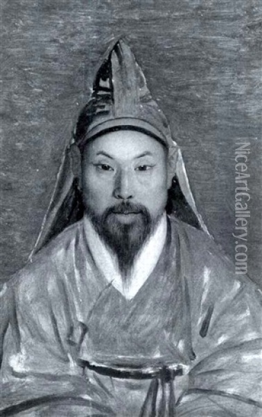 An Asiatic Monk Oil Painting - Anton Legacheff