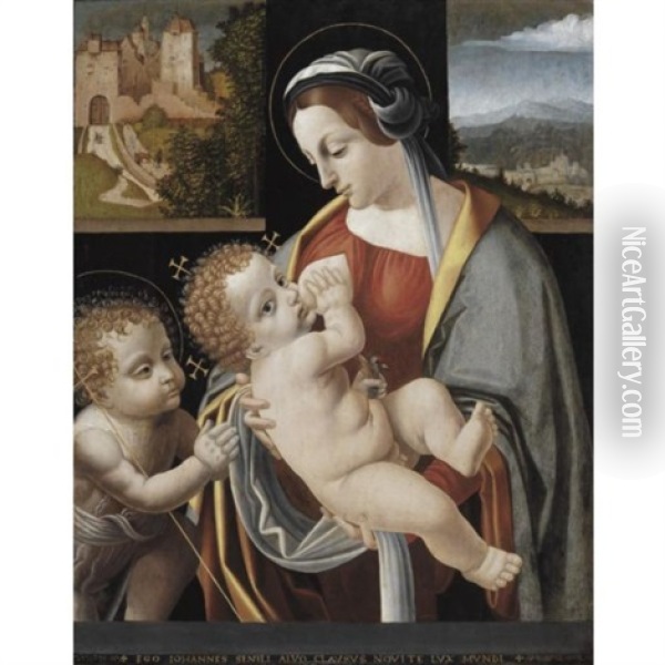 Madonna And Child With The Infant St. John Oil Painting - Bernardino dei Conti