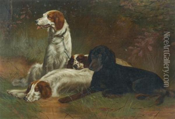 Setters At Rest Oil Painting - Annie H. Conway Heaslip