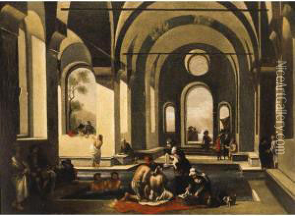 Bagni Termali Oil Painting - Michelangelo Cerqouzzi