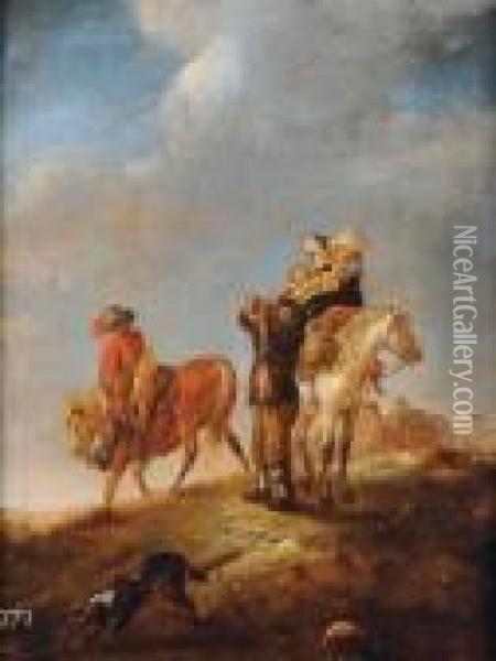 Voyageurs A Cheval Oil Painting - Pieter Wouwermans or Wouwerman