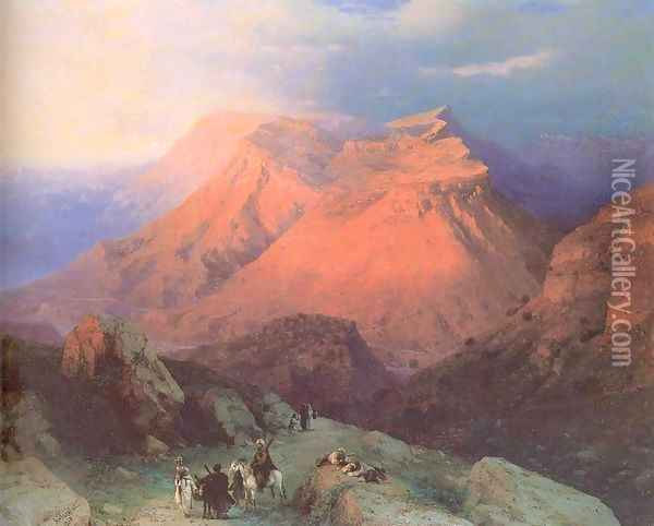 Mountain Village Gunib in Daghestan View from the East Oil Painting - Ivan Konstantinovich Aivazovsky