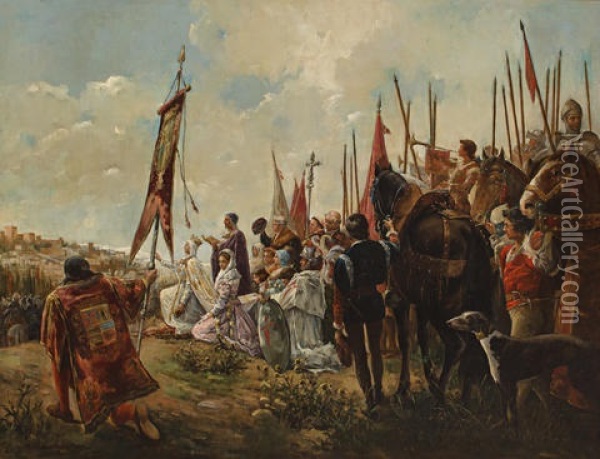 Isabella I Of Castille, Conqueror Of Granada Oil Painting - Antonio Casanova y Estorach