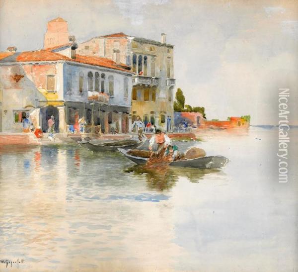 Venetiansk Kaj Oil Painting - Wilhelm von Gegerfelt