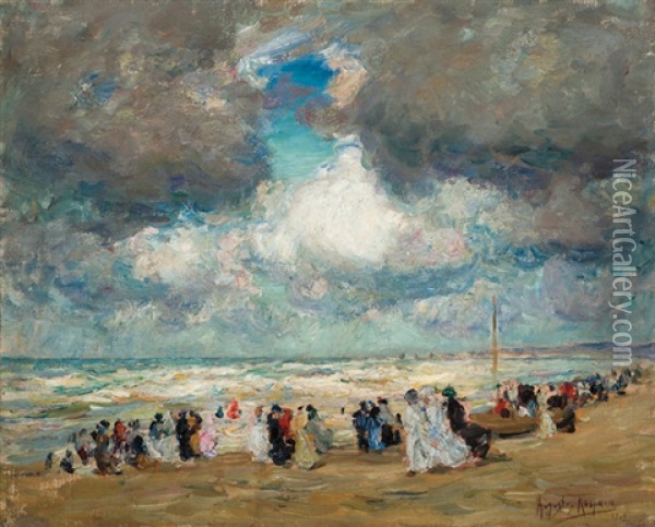A Day At The Beach Oil Painting - Augustus Koopman