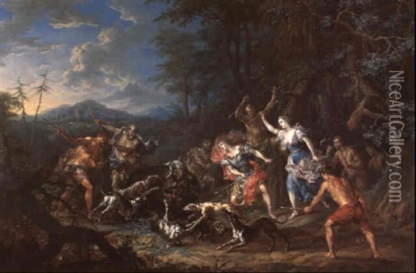 Die Jagd Des Meleager Und Der Atalante Oil Painting - Johann Georg Platzer