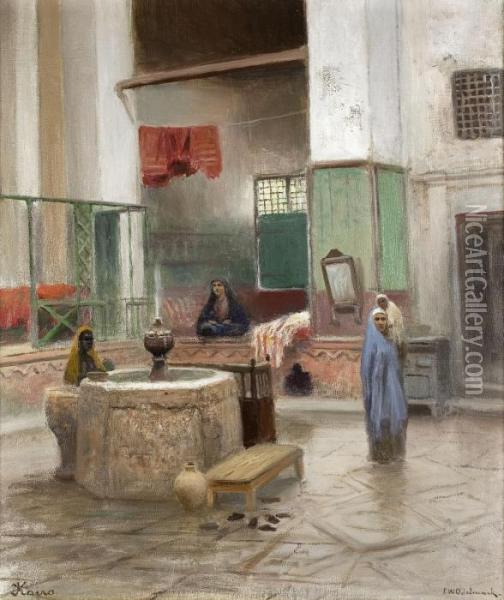 Innenhof In Kairo Oil Painting - Frans Wilhelm Odelmark