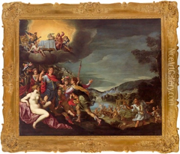 Allegorie Auf Die Thronbesteigung Und Gluckliche Regierung Von Maximilian I. Von Bayern (1573 - 1651) Oil Painting - Antonio Maria Viani