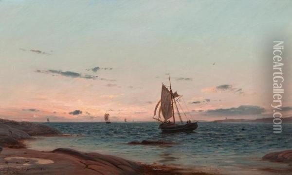Morning Mood By The Coast Oil Painting - Amaldus Clarin Nielsen