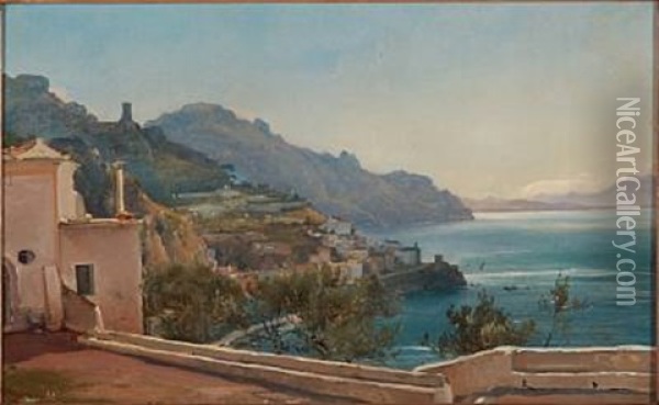 Udsigt Over Amalfi Oil Painting - Wilhelm Thomas Pedersen