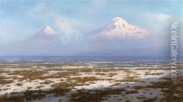 View Of Mount Ararat Oil Painting - Gevorg Bashindzhagyan