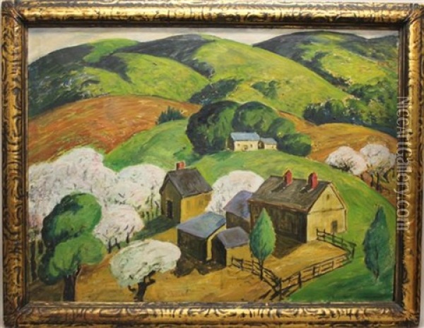 Landscape, Rolling Hills, Farm Oil Painting - Charles Ward
