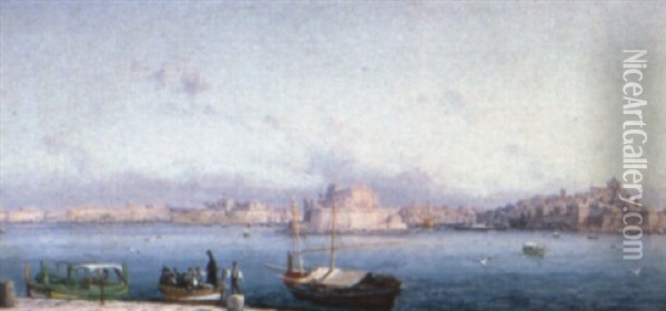 View Of Malta Oil Painting - Luigi Maria Galea
