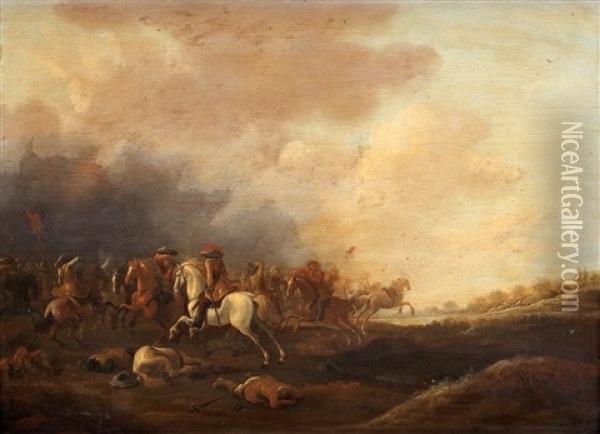 Kavalleribatalj Oil Painting - Jan Jacobsz van der Stoffe