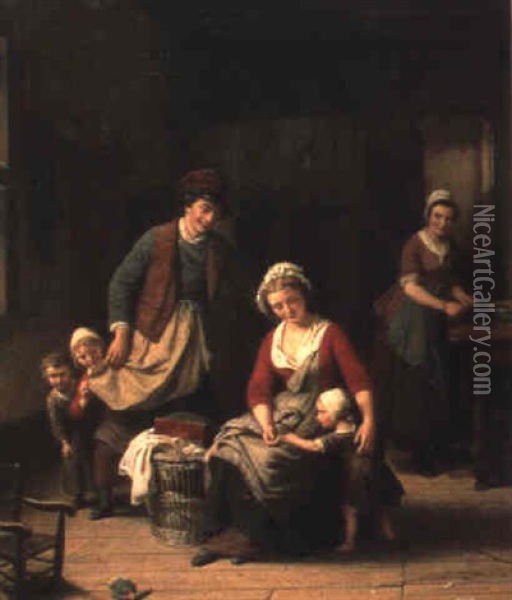 Domestic Scene Oil Painting - Basile De Loose