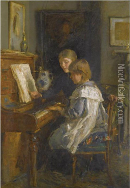 The Music Lesson Oil Painting - Walter Frederick Osborne