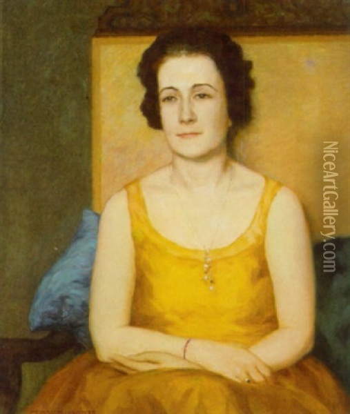 Interior Med Siddende Kvinde Oil Painting - Heinrich (Ed. Julius H.) Huebner