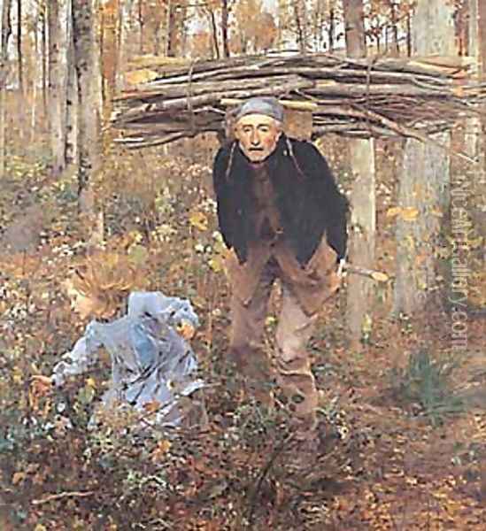 The Wood Gatherer Oil Painting - Jules Bastien-Lepage