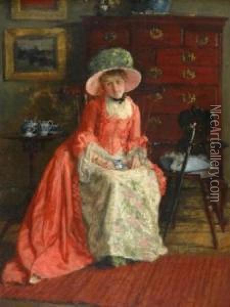 An Eighteenth Century Belle Oil Painting - Alice Barber Stephens