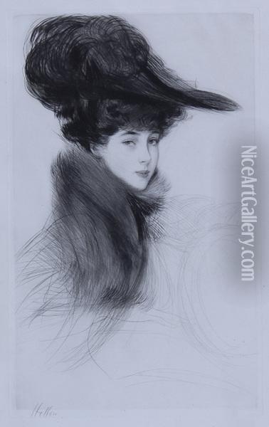 La Duchesse De Marlborough, Consuelo Vanderbilt Oil Painting - Paul Cesar Helleu