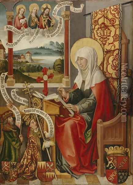 St. Brigit Writing Down her Revelations, c. 1505 Oil Painting - Hans Traut
