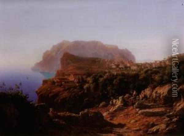View Of Capri Oil Painting - Antal Ligeti