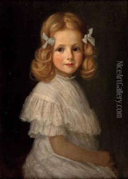 Portrait Eines Madchens In Weisem Kleid Oil Painting - Thomas Walch