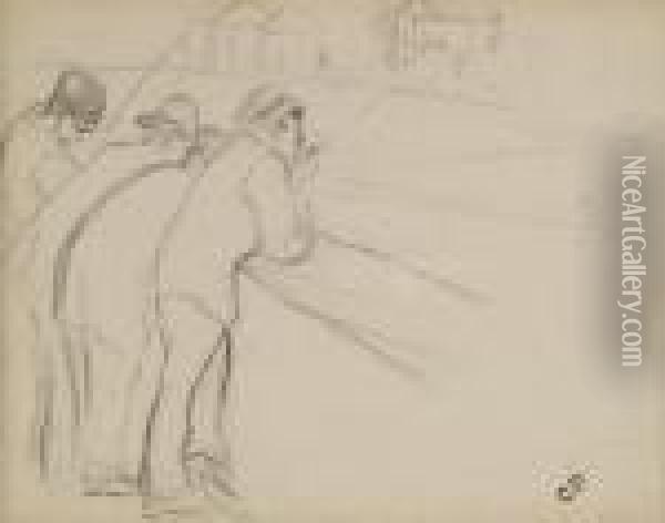 Les Hommes Parlent Dans La Rue Oil Painting - Camille Pissarro