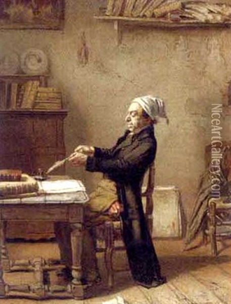 A Scholar At Work Oil Painting - Franz Meerts