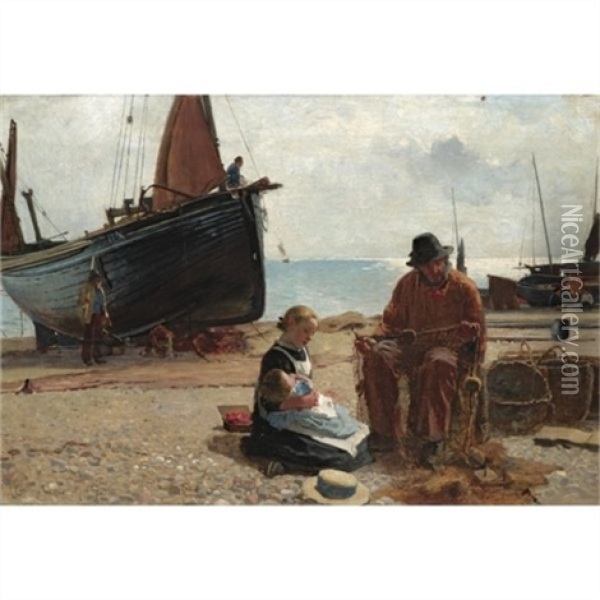 The Fisherman's Family Oil Painting - Carlton Alfred Smith