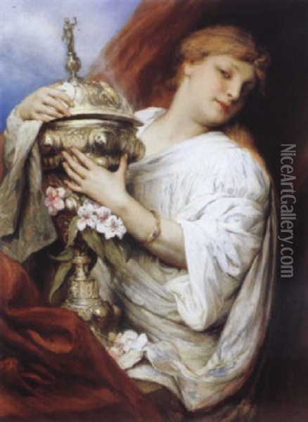 Woman With Smoking Urn Oil Painting - Gabriel von Max