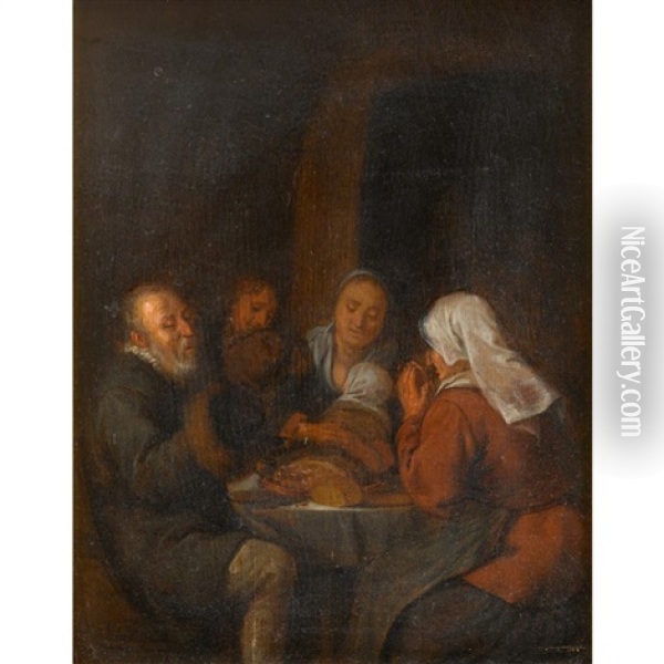 Peasants Saying Grace Oil Painting - Jan Miense Molenaer