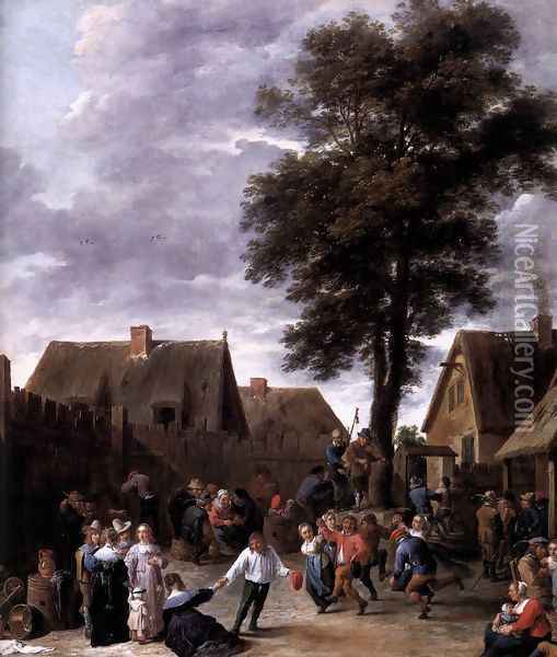 The Kermis at the Half Moon Inn (detail) 1641 Oil Painting - David The Younger Teniers