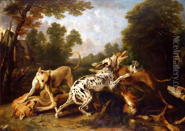 Dogs fighting in a wooded clearing Oil Painting - Frans Snyders