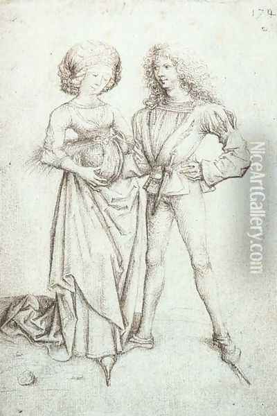 Standing Couple c. 1480 Oil Painting - Master of the Housebook
