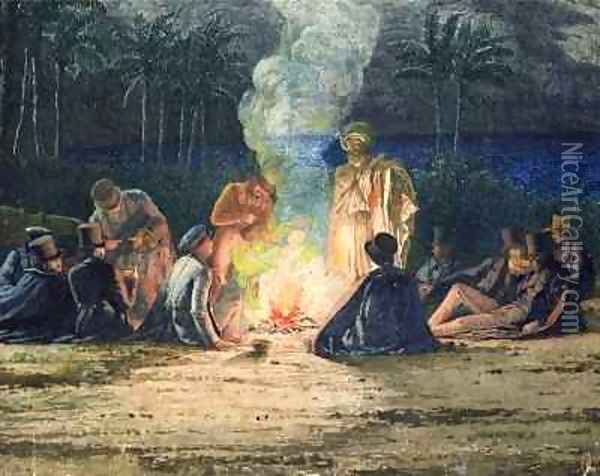 Artists in the Desert by Moonlight Oil Painting - Richard Dadd